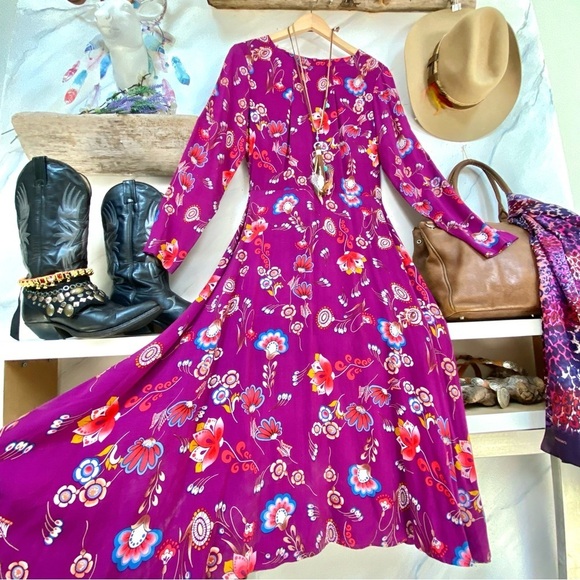 NEW Made in Canada Enchanting boho Gypsy maxi dress folk prairie WESTERN vibes - Picture 3 of 12